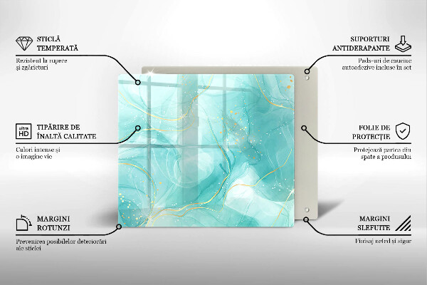 Protection plaque induction Abstraction bleue et dorée