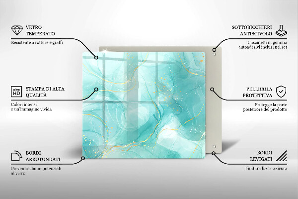 Protection plaque induction Abstraction bleue et dorée