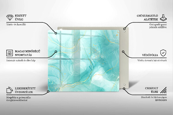 Protection plaque induction Abstraction bleue et dorée