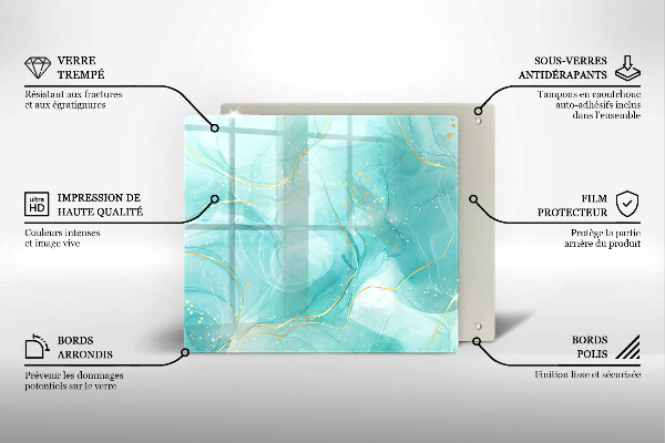 Protection plaque induction Abstraction bleue et dorée