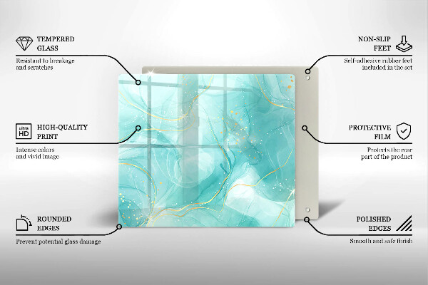 Protection plaque induction Abstraction bleue et dorée