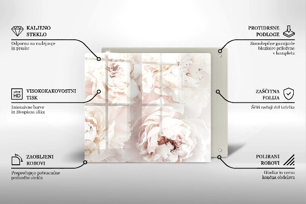 Protection plaque induction Pivoines pastel