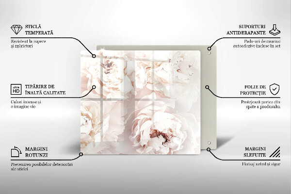 Protection plaque induction Pivoines pastel