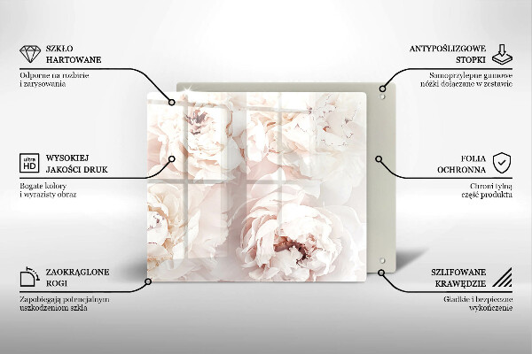 Protection plaque induction Pivoines pastel