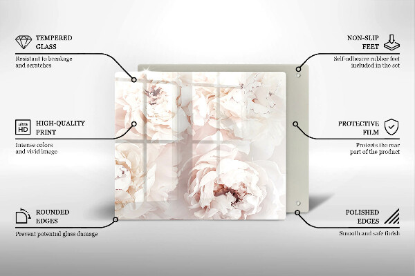 Protection plaque induction Pivoines pastel