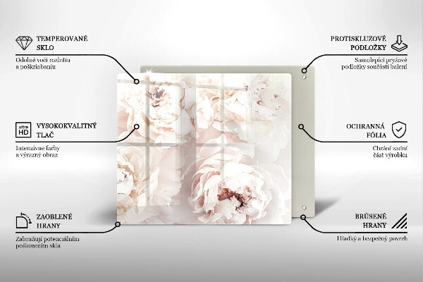 Protection plaque induction Pivoines pastel