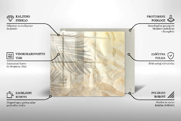 Cache plaque de cuisson Feuilles de palmier et sable