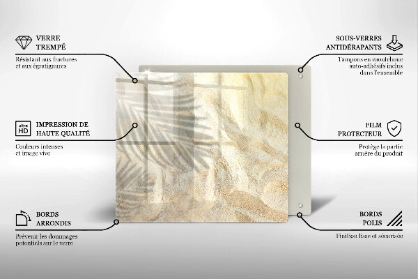 Cache plaque de cuisson Feuilles de palmier et sable