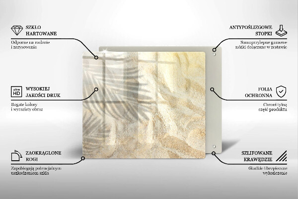 Cache plaque de cuisson Feuilles de palmier et sable