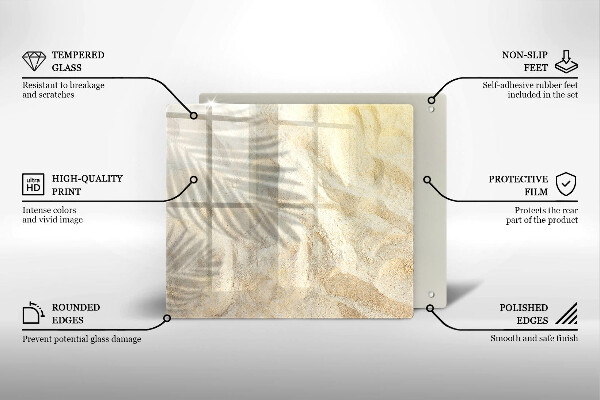 Cache plaque de cuisson Feuilles de palmier et sable