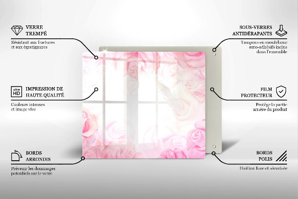 Cache plaque de cuisson Fond de roses délicates