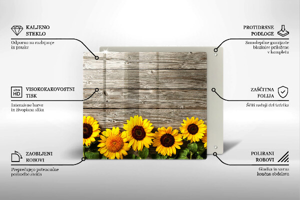 Cache plaque de cuisson Tournesols sur planches