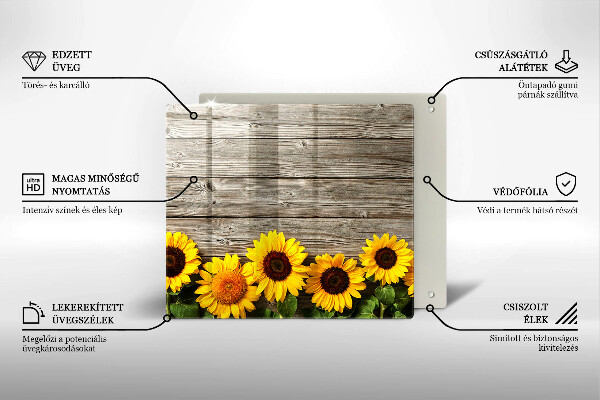 Cache plaque de cuisson Tournesols sur planches