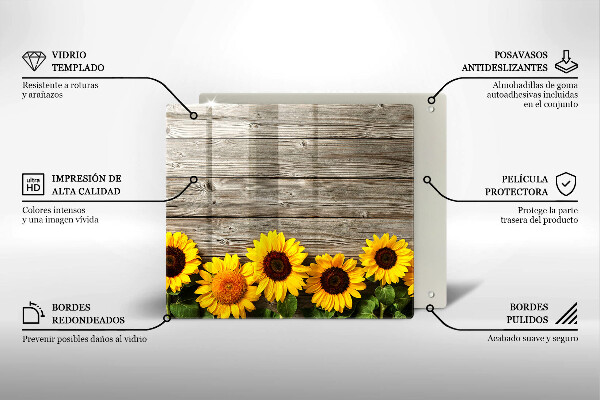 Cache plaque de cuisson Tournesols sur planches