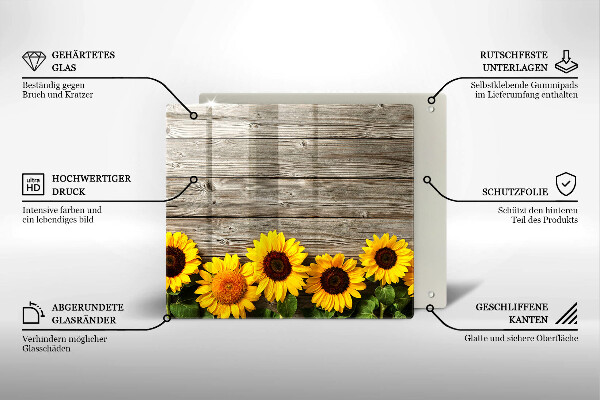 Cache plaque de cuisson Tournesols sur planches