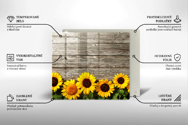 Cache plaque de cuisson Tournesols sur planches