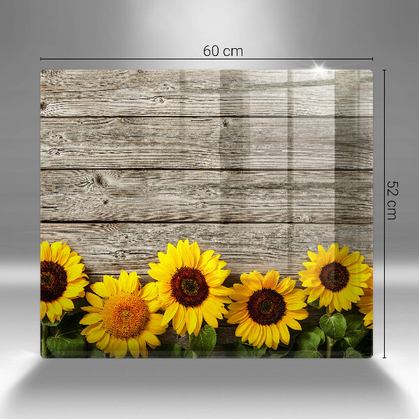 Cache plaque de cuisson Tournesols sur planches