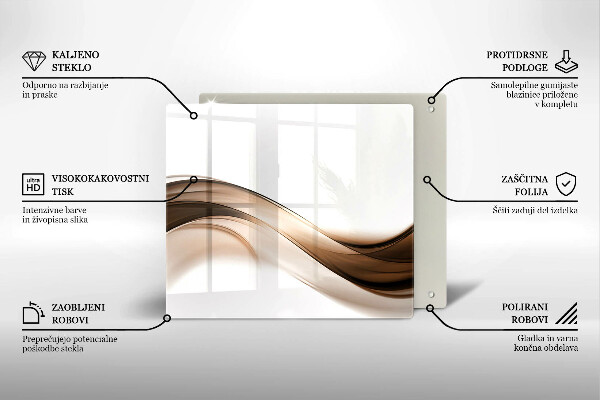 Cache plaque de cuisson Lignes brunes abstraites