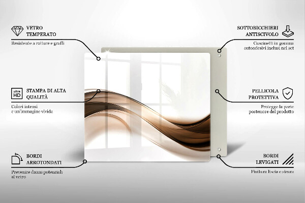 Cache plaque de cuisson Lignes brunes abstraites