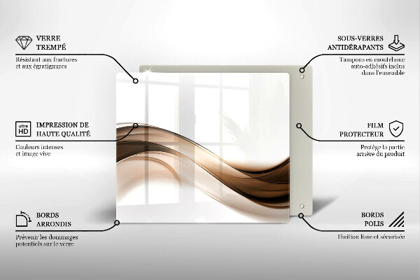 Cache plaque de cuisson Lignes brunes abstraites