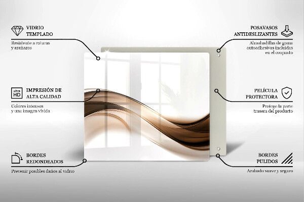 Cache plaque de cuisson Lignes brunes abstraites