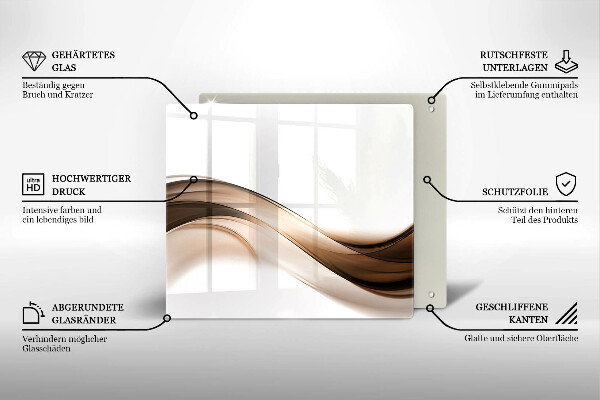 Cache plaque de cuisson Lignes brunes abstraites