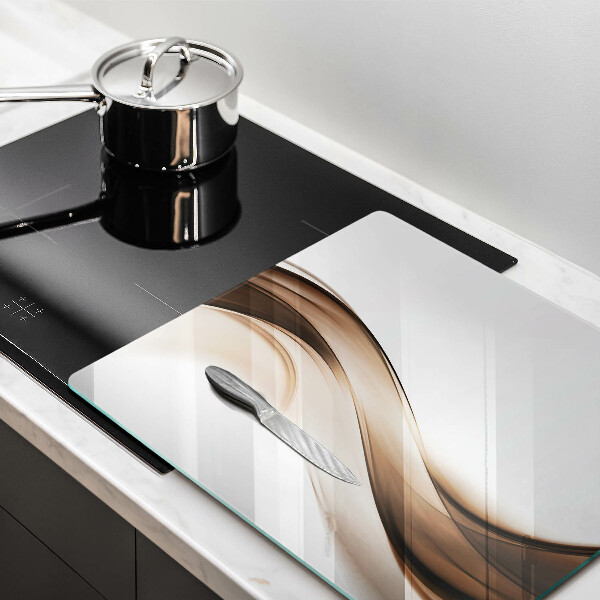 Cache plaque de cuisson Lignes brunes abstraites