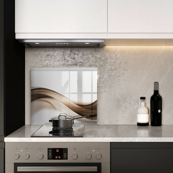 Cache plaque de cuisson Lignes brunes abstraites