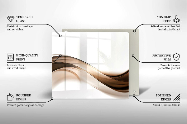 Cache plaque de cuisson Lignes brunes abstraites