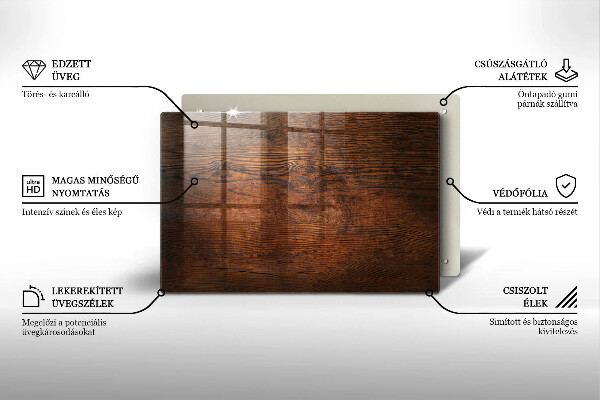 Protège plaque de cuisson Planche de bois foncé