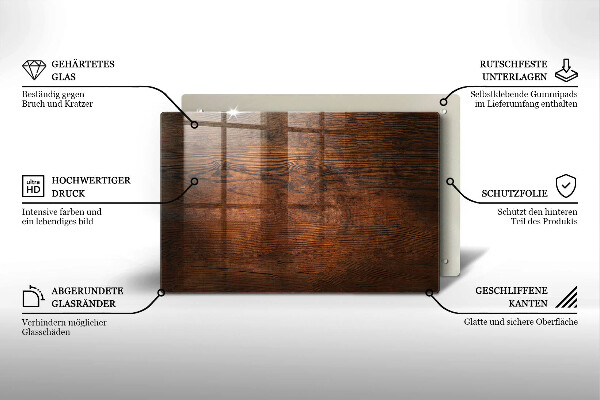 Protège plaque de cuisson Planche de bois foncé