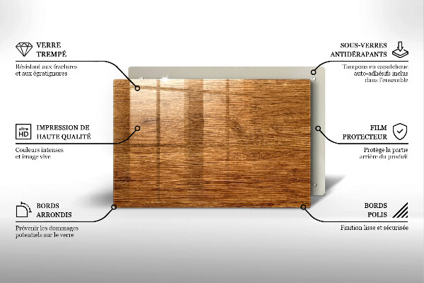 Protège plaque de cuisson Texture de planche de bois