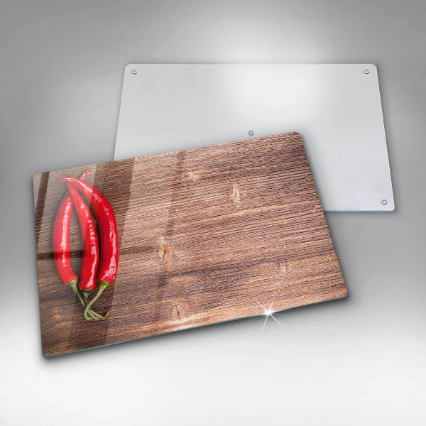 Protège plaque de cuisson Piments sur bois