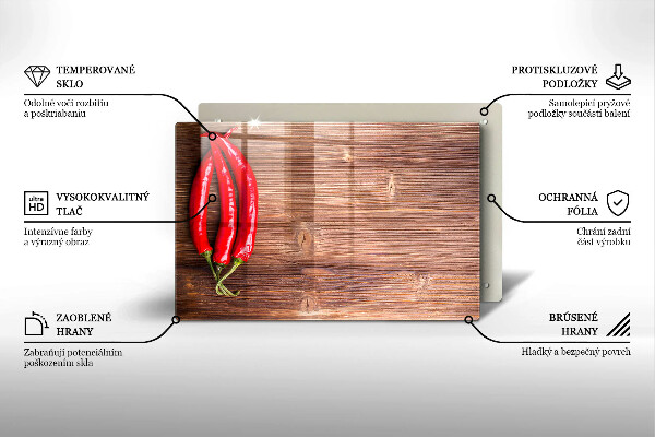 Protège plaque de cuisson Piments sur bois