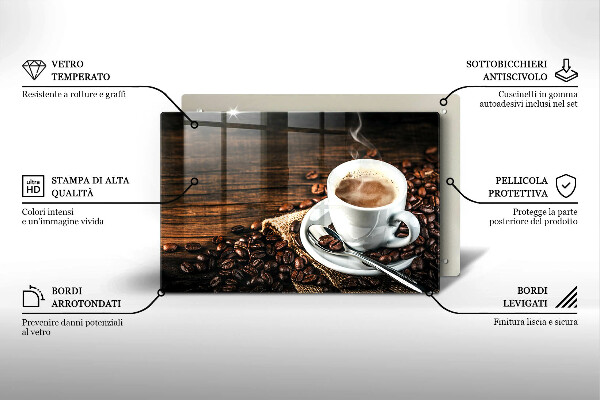 Protège plaque de cuisson Tasse et grains de café