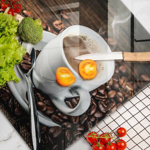 Protège plaque de cuisson Tasse et grains de café