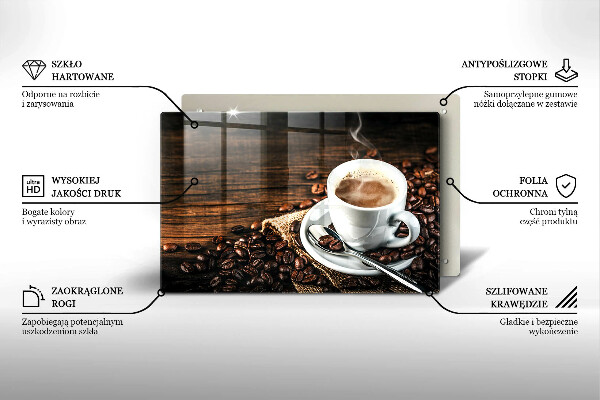 Protège plaque de cuisson Tasse et grains de café