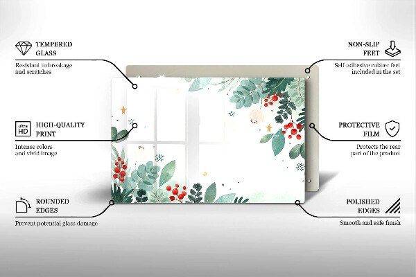 Protège plaque de cuisson Feuilles d'aquarelle