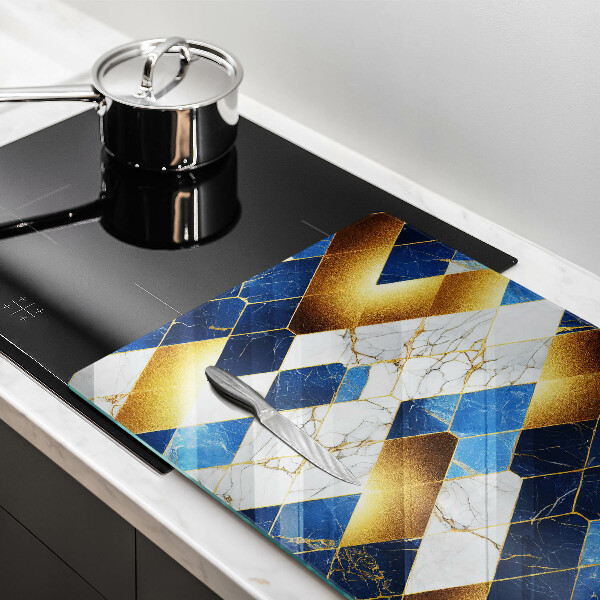 Protège plaque de cuisson Losanges de marbre doré
