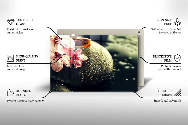 Protège plaque de cuisson Fleurs pierres zen