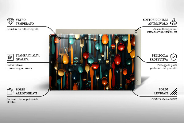 Protège plaque de cuisson Cuillères et fourchettes colorées