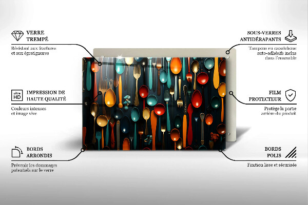 Protège plaque de cuisson Cuillères et fourchettes colorées