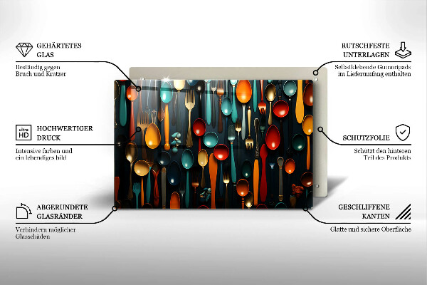 Protège plaque de cuisson Cuillères et fourchettes colorées