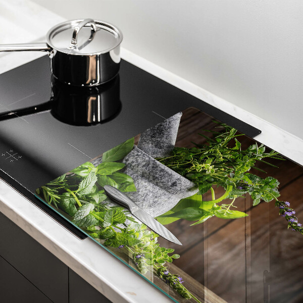 Protège plaque de cuisson Herbes vertes