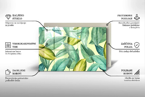 Protège plaque de cuisson Feuilles tropicales vertes