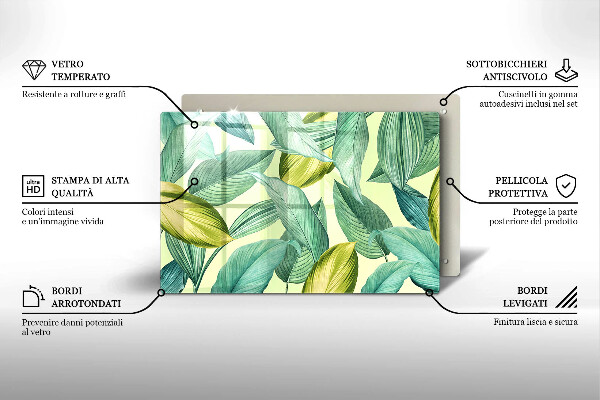 Protège plaque de cuisson Feuilles tropicales vertes