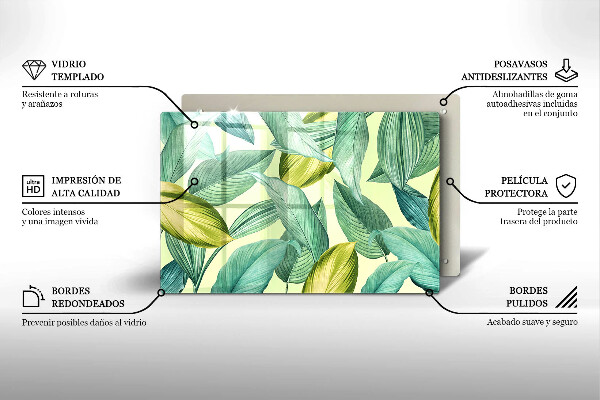 Protège plaque de cuisson Feuilles tropicales vertes