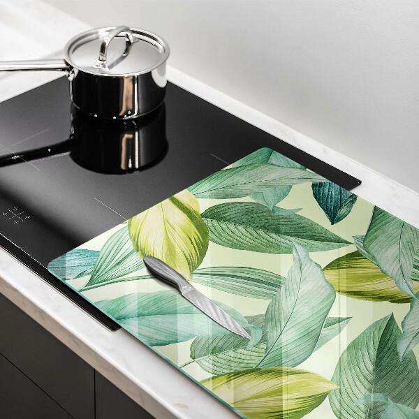 Protège plaque de cuisson Feuilles tropicales vertes