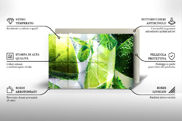 Protège plaque de cuisson Eau avec du citron vert et de la glace