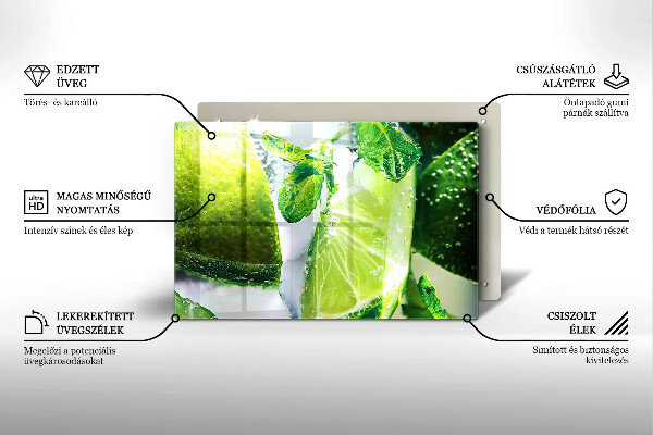 Protège plaque de cuisson Eau avec du citron vert et de la glace